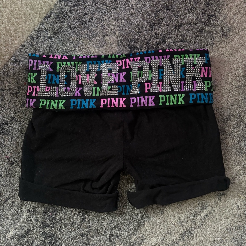 Viral Victoria's Secret Black Shorts with Vibrant Waistband
